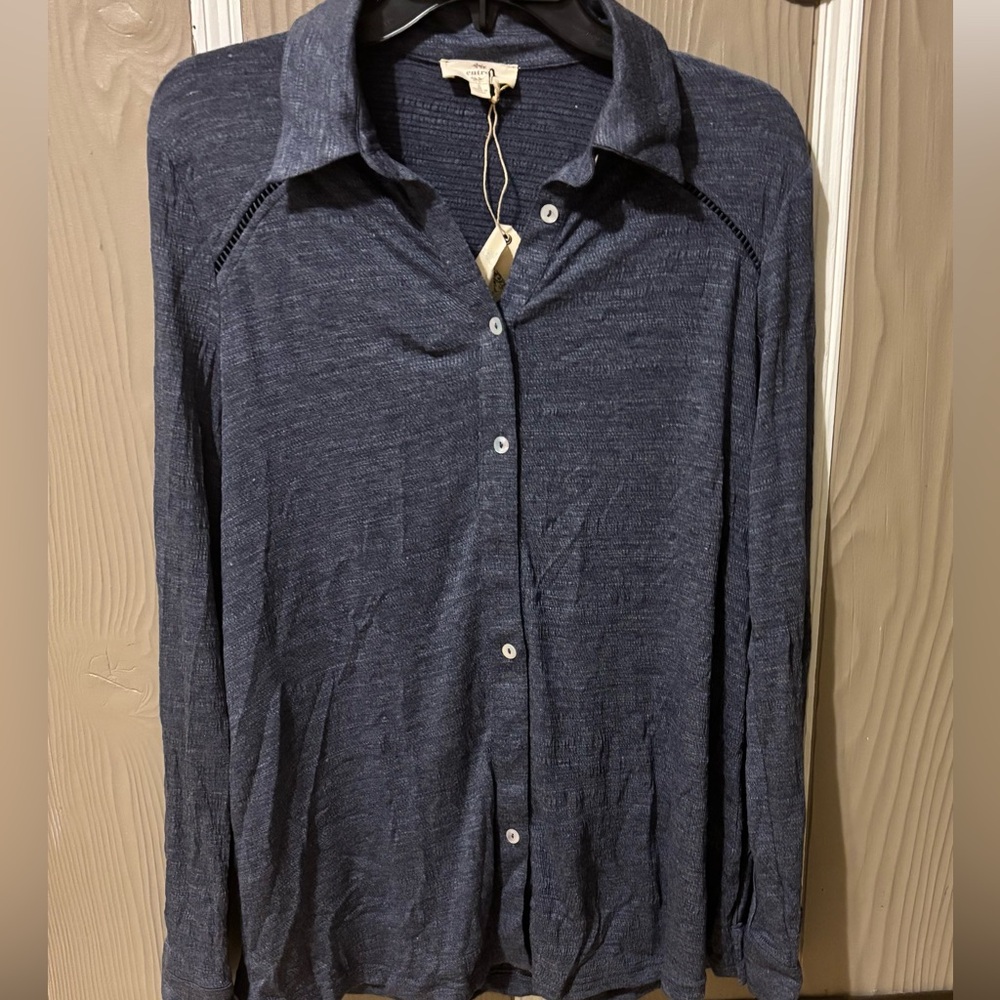 Entro Lightweight Navy Button-Up Collared Shirt